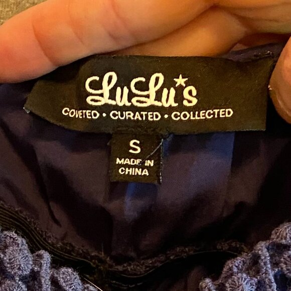 Lulus Navy Blue Pleated Romper SMALL - Picture 3 of 9